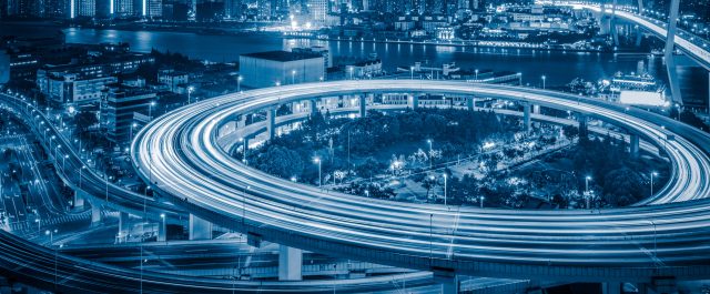 Aerial View of Shanghai overpass at Night